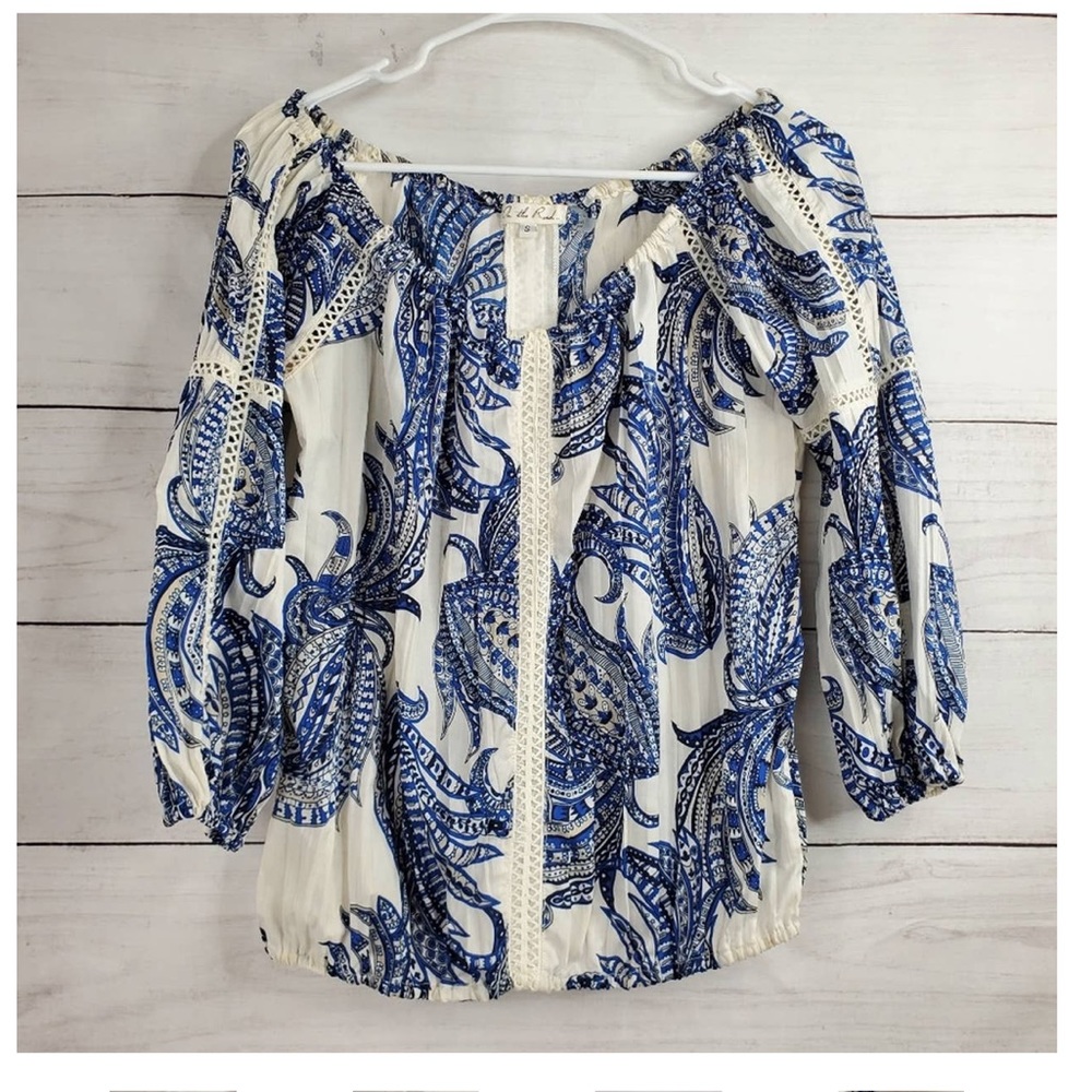 Anthropologie Paisley Off The Shoulder Blouse
